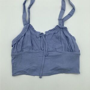 Hippie Rose Soft Periwinkle Tie-Front Cropped Camisole NWT